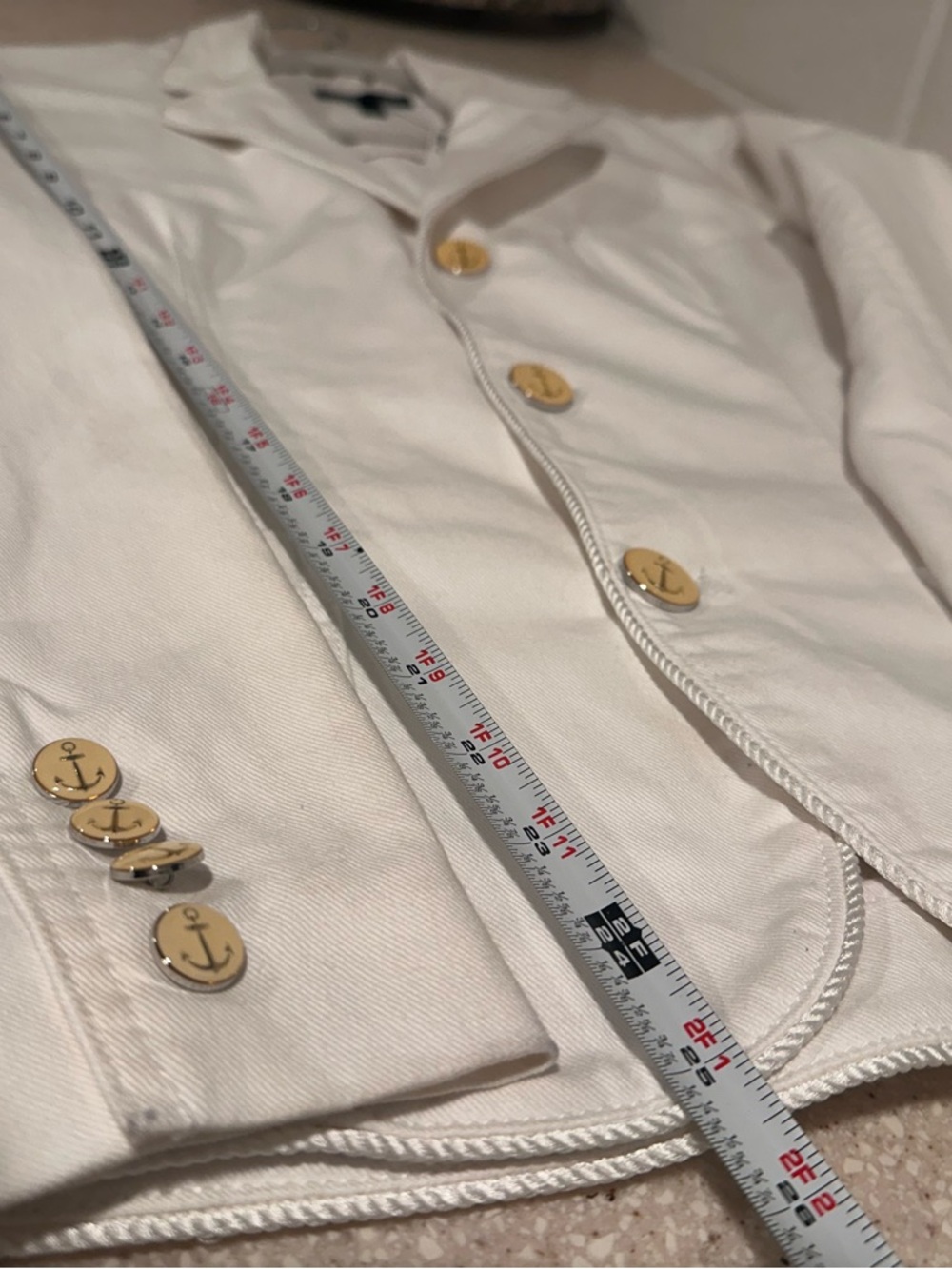 Polo Ralph Lauren White Nautical Cotton Blazer Gold Anchor Buttons Size 14 NWT - Picture 14 of 16
